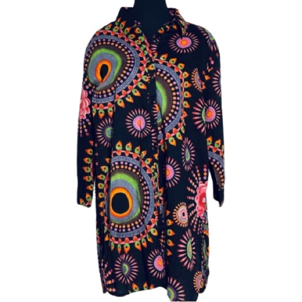 Cotton JACKPOT Colorful Bohemian Shirt Blouse Boho Top Coverup Kimono One Size